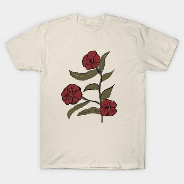 Red Florals. T-Shirt by Britt Does Design